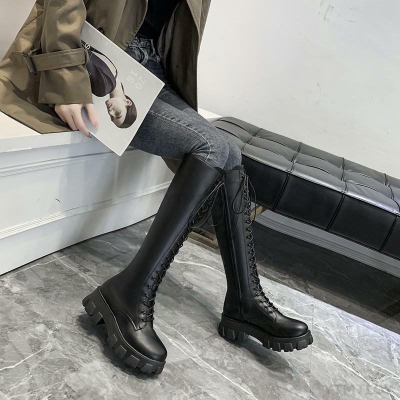 Y2K Grunge Knee High Platform Boots Black - 90s Fashion, Retro Style, Gothic Y2K Outfits