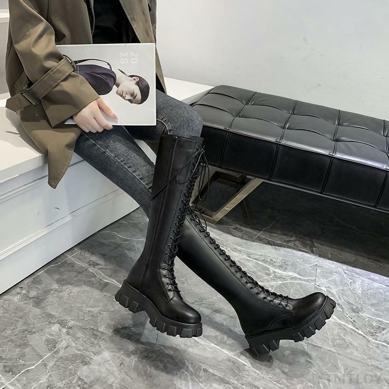 Y2K Grunge Knee High Platform Boots Black - 90s Fashion, Retro Style, Gothic Y2K Outfits