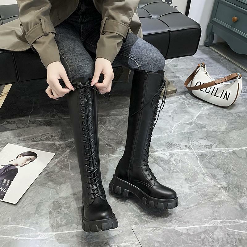 Y2K Grunge Knee High Platform Boots Black - 90s Fashion, Retro Style, Gothic Y2K Outfits