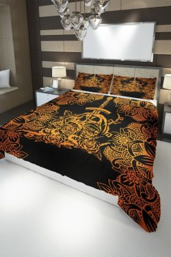 Y2K Grunge Knife in Skull Mandala Rose Duvet Cover Set - Retro 90s Goth Summer Bedding