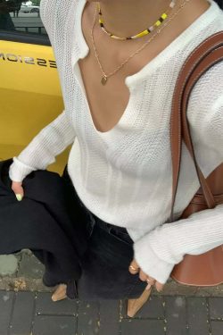 Y2K Grunge Knit Loose Sweater - Retro 90s Summer Outfit, Pastel Goth, Y2K Fashion Staple