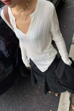 Y2K Grunge Knit Loose Sweater - Retro 90s Summer Outfit, Pastel Goth, Y2K Fashion Staple