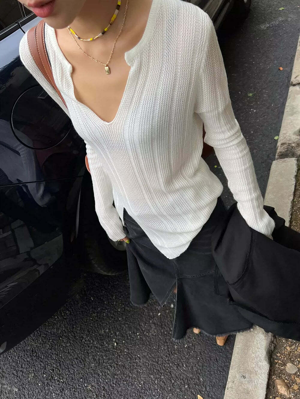 Y2K Grunge Knit Loose Sweater - Retro 90s Summer Outfit, Pastel Goth, Y2K Fashion Staple