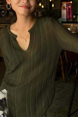 Y2K Grunge Knit Loose Sweater - Retro 90s Summer Outfit, Pastel Goth, Y2K Fashion Staple