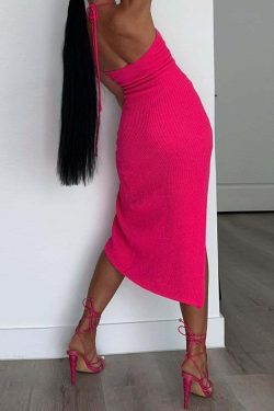 Y2K Grunge Knit Maxi Dress - Retro 90s Summer Outfit, Pastel Goth, Y2K Party Fashion