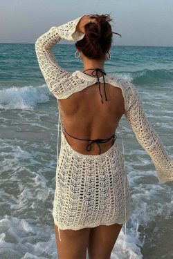 Y2K Grunge Knit Mini Dress - 90s Fashion, Retro Summer Outfit, Y2K Party & Club Style