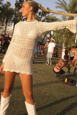 Y2K Grunge Knit Mini Dress - 90s Fashion, Retro Summer Outfit, Y2K Party & Club Style