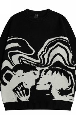 Y2K Grunge Knit Sweater - Retro 90s Fashion, Pastel Goth, Summer Y2K Outfits