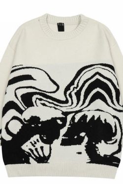 Y2K Grunge Knit Sweater - Retro 90s Fashion, Pastel Goth, Summer Y2K Outfits
