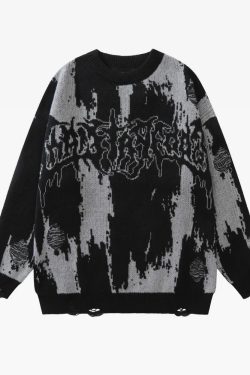 Y2K Grunge Knit Sweater - Retro 90s Fashion, Summer Outfits, and Pastel Goth Style