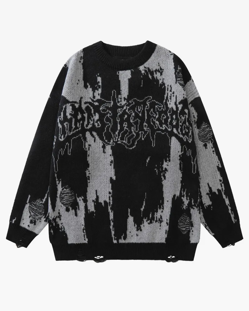 Y2K Grunge Knit Sweater - Retro 90s Fashion, Summer Outfits, and Pastel Goth Style
