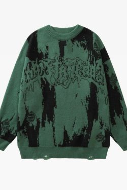 Y2K Grunge Knit Sweater - Retro 90s Fashion, Summer Outfits, and Pastel Goth Style