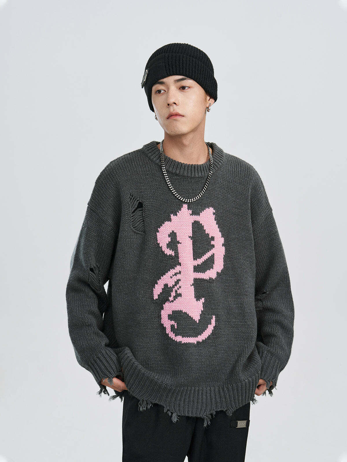 Y2K Grunge Knit Sweater - Retro 90s Fashion, Summer Y2K Outfits, Pastel Goth Style