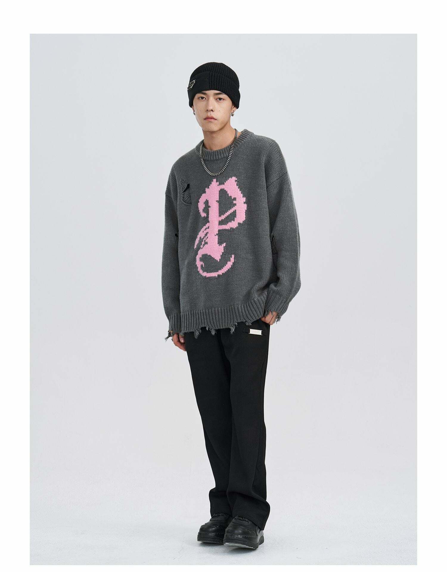 Y2K Grunge Knit Sweater - Retro 90s Fashion, Summer Y2K Outfits, Pastel Goth Style