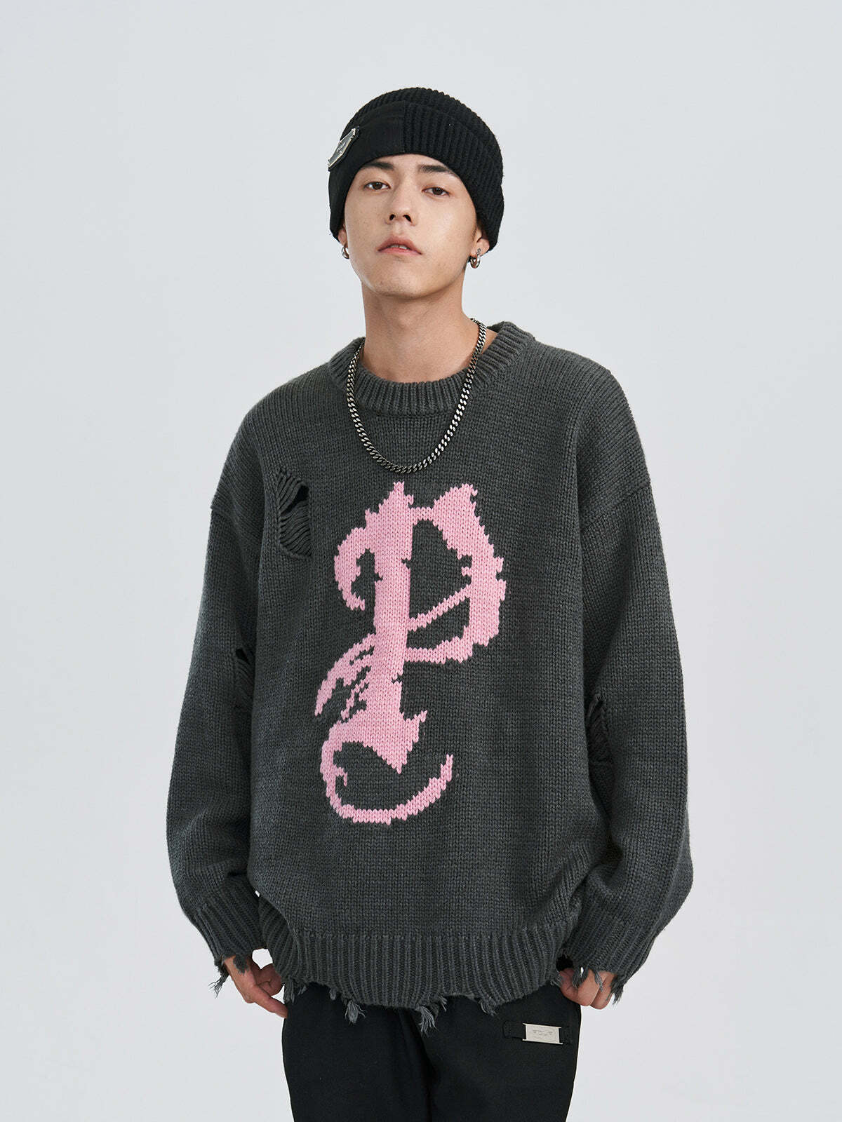 Y2K Grunge Knit Sweater - Retro 90s Fashion, Summer Y2K Outfits, Pastel Goth Style