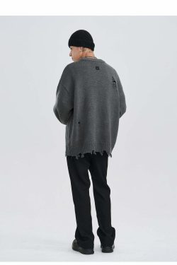 Y2K Grunge Knit Sweater - Retro 90s Fashion, Summer Y2K Outfits, Pastel Goth Style