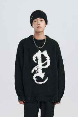 Y2K Grunge Knit Sweater - Retro 90s Fashion, Summer Y2K Outfits, Pastel Goth Style