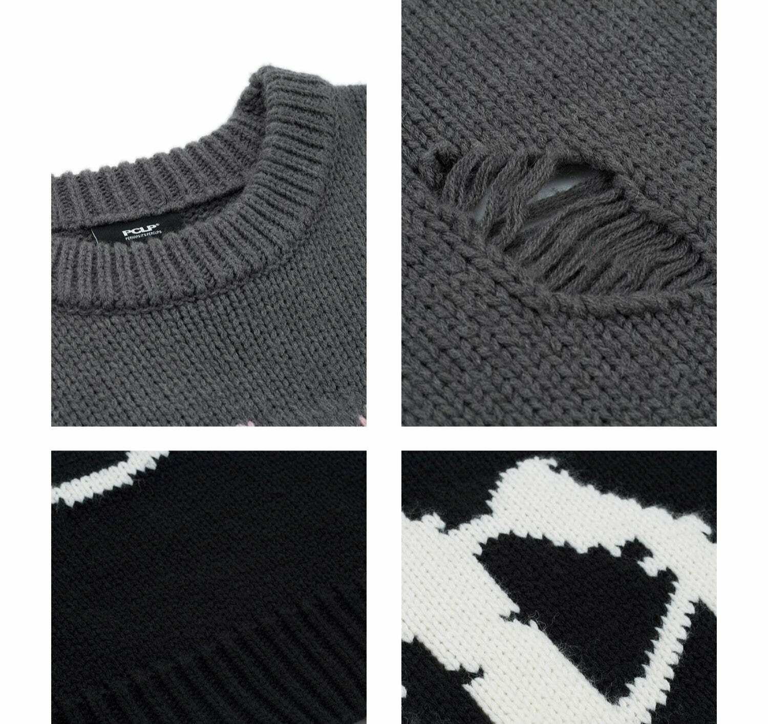 Y2K Grunge Knit Sweater - Retro 90s Fashion, Summer Y2K Outfits, Pastel Goth Style