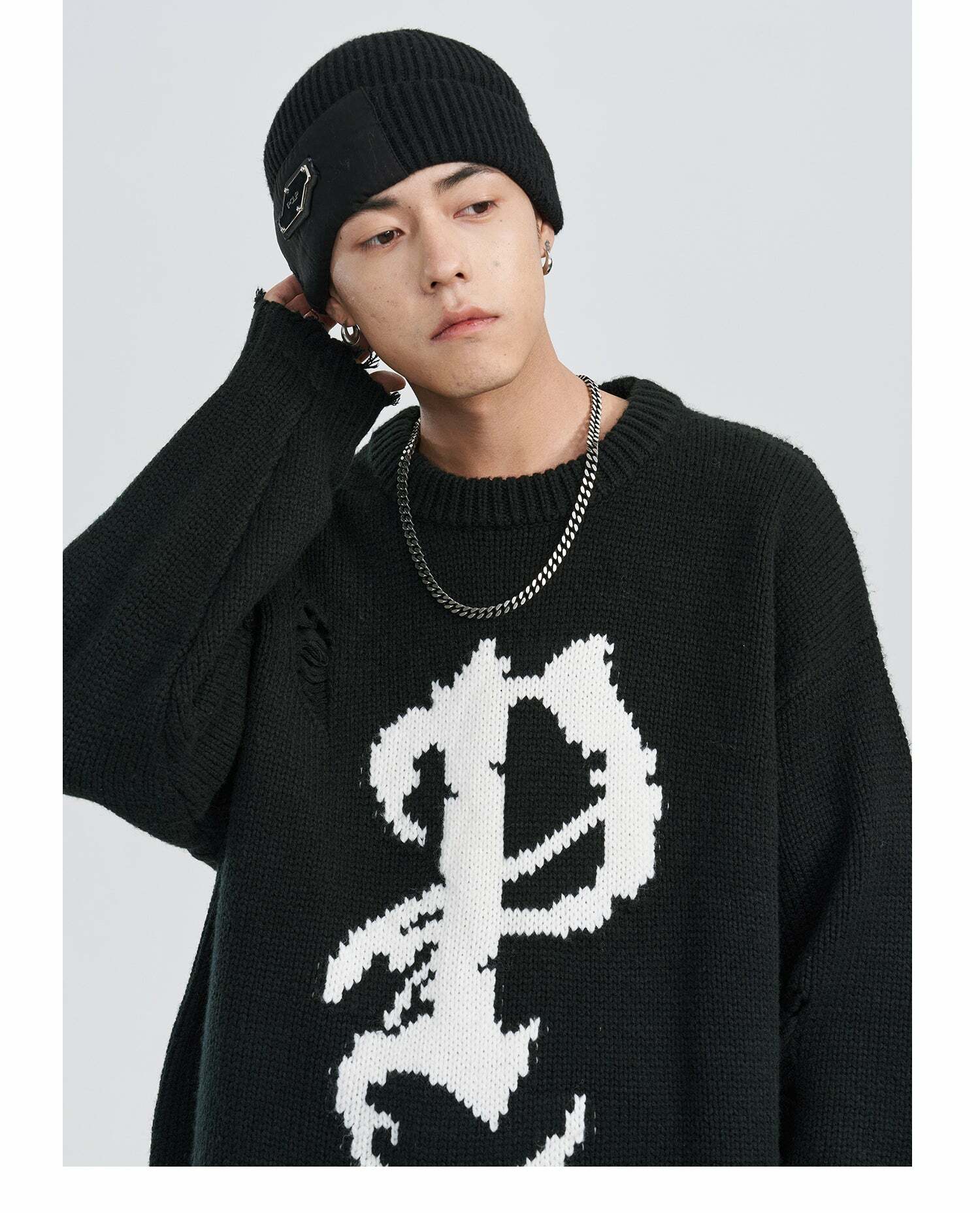 Y2K Grunge Knit Sweater - Retro 90s Fashion, Summer Y2K Outfits, Pastel Goth Style
