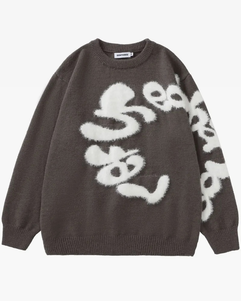 Y2K Grunge Knit Sweater - Retro 90s Streetwear, Pastel Goth, Summer Y2K Outfits
