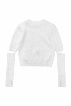Y2K Grunge Knit Sweater with Detachable Sleeves - Retro 90s Fashion, Y2K Summer Outfits