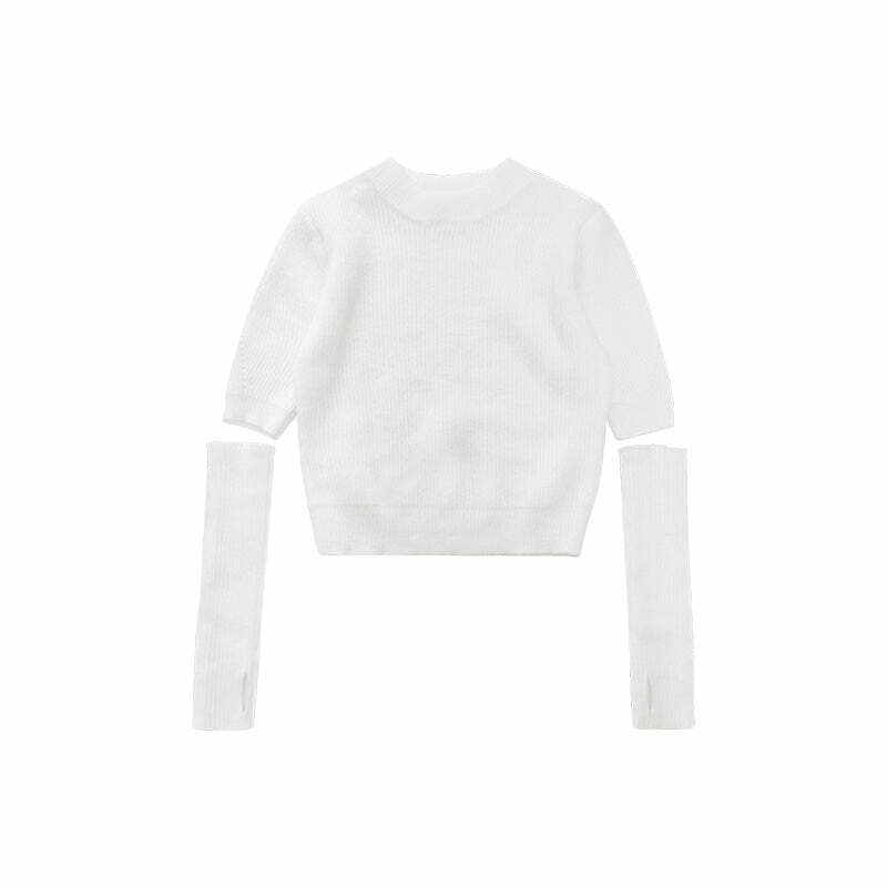 Y2K Grunge Knit Sweater with Detachable Sleeves - Retro 90s Fashion, Y2K Summer Outfits