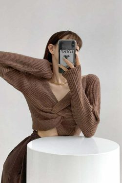 Y2K Grunge Knitted Kink Cross Short Sweater - Retro 90s Summer Outfit, Pastel Goth Style