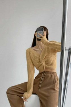 Y2K Grunge Knitted Kink Cross Short Sweater - Retro 90s Summer Outfit, Pastel Goth Style