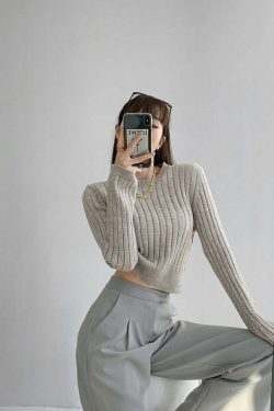 Y2K Grunge Knitted Pullover Sweater - Retro 90s Fashion, Summer Y2K Outfits, Pastel Goth Style