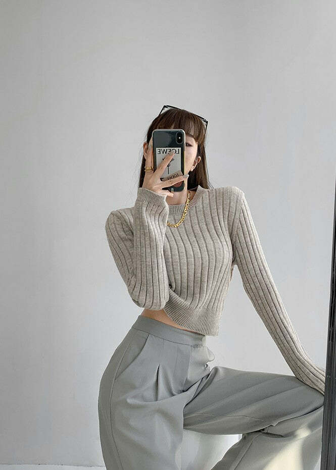 Y2K Grunge Knitted Pullover Sweater - Retro 90s Fashion, Summer Y2K Outfits, Pastel Goth Style