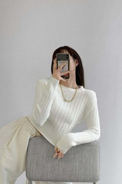 Y2K Grunge Knitted Pullover Sweater - Retro 90s Fashion, Summer Y2K Outfits, Pastel Goth Style