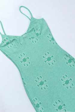 Y2K Grunge Knitted Slim Maxi Dress - Retro 90s Summer Outfit, Pastel Goth Fashion