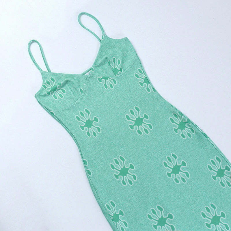 Y2K Grunge Knitted Slim Maxi Dress - Retro 90s Summer Outfit, Pastel Goth Fashion