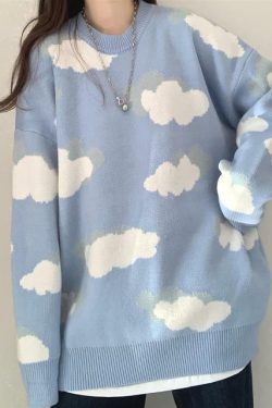 Y2K Grunge Knitted Sweater - Retro 90s Fashion, Summer Y2K Outfits, Pastel Goth Style