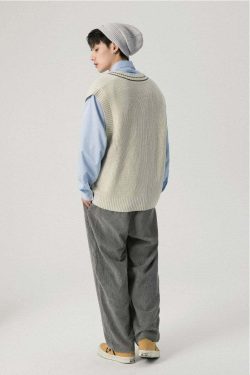 Y2K Grunge Knitted Vest - Retro 90s Summer Outfit, Pastel Goth, Y2K Club & Party Fashion