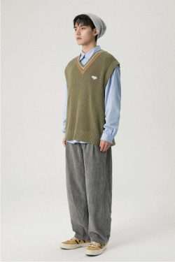 Y2K Grunge Knitted Vest - Retro 90s Summer Outfit, Pastel Goth, Y2K Club & Party Fashion