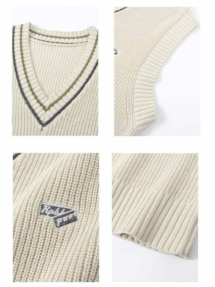 Y2K Grunge Knitted Vest - Retro 90s Summer Outfit, Pastel Goth, Y2K Club & Party Fashion
