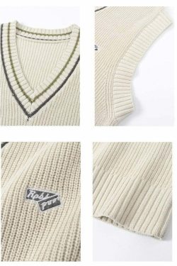 Y2K Grunge Knitted Vest - Retro 90s Summer Outfit, Pastel Goth, Y2K Club & Party Fashion