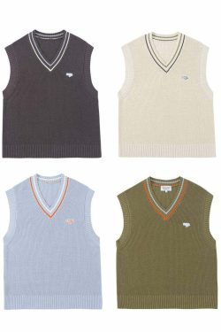 Y2K Grunge Knitted Vest - Retro 90s Summer Outfit, Pastel Goth, Y2K Club & Party Fashion