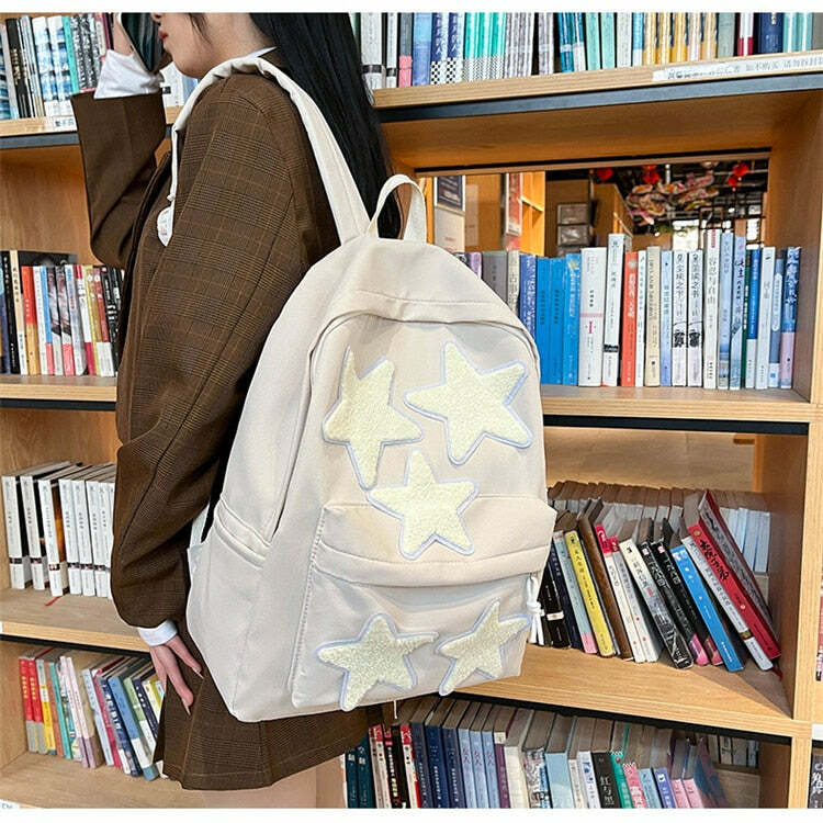 Y2K Grunge Korean Stars School Backpack - 90s Retro Style, Pastel Goth, Y2K Fashion