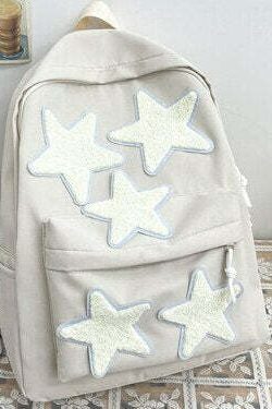 Y2K Grunge Korean Stars School Backpack - 90s Retro Style, Pastel Goth, Y2K Fashion