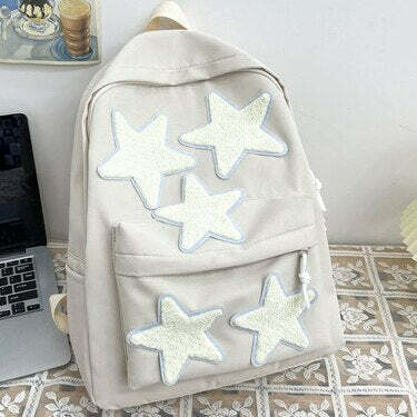 Y2K Grunge Korean Stars School Backpack - 90s Retro Style, Pastel Goth, Y2K Fashion