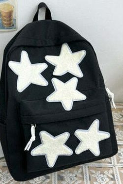 Y2K Grunge Korean Stars School Backpack - 90s Retro Style, Pastel Goth, Y2K Fashion