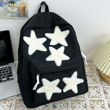 Y2K Grunge Korean Stars School Backpack - 90s Retro Style, Pastel Goth, Y2K Fashion