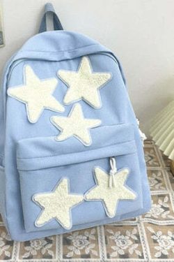 Y2K Grunge Korean Stars School Backpack - 90s Retro Style, Pastel Goth, Y2K Fashion
