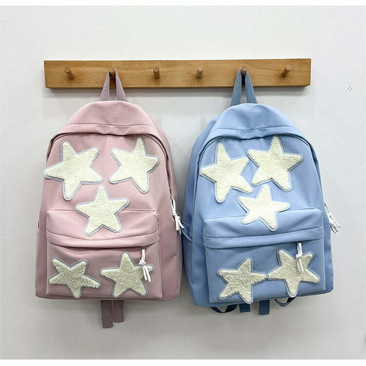 Y2K Grunge Korean Stars School Backpack - 90s Retro Style, Pastel Goth, Y2K Fashion