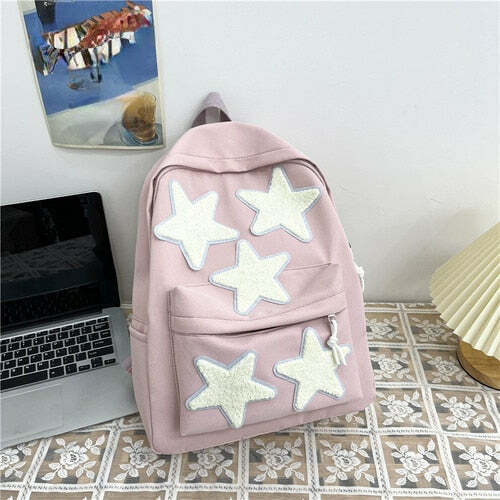 Y2K Grunge Korean Stars School Backpack - 90s Retro Style, Pastel Goth, Y2K Fashion