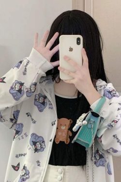 Y2K Grunge Kuromi Hoodie - Retro 90s Fashion, Pastel Goth, Y2K Summer Outfits, Sanrioc