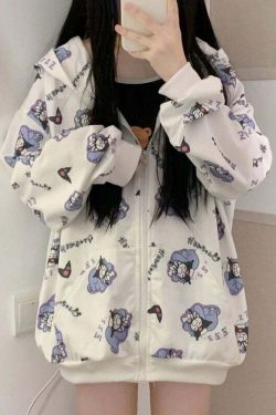 Y2K Grunge Kuromi Hoodie - Retro 90s Fashion, Pastel Goth, Y2K Summer Outfits, Sanrioc