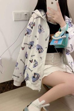 Y2K Grunge Kuromi Hoodie - Retro 90s Fashion, Pastel Goth, Y2K Summer Outfits, Sanrioc